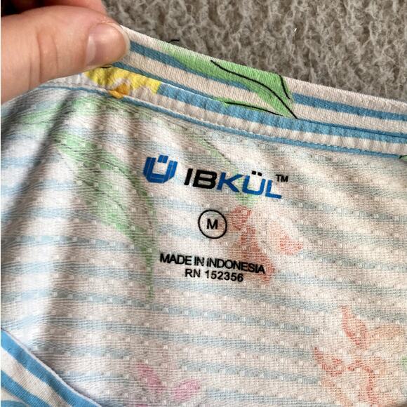 IBKUL Long Sleeve Crewneck Top Striped Floral Womens Medium 50+ Protection Sport - Picture 5 of 14